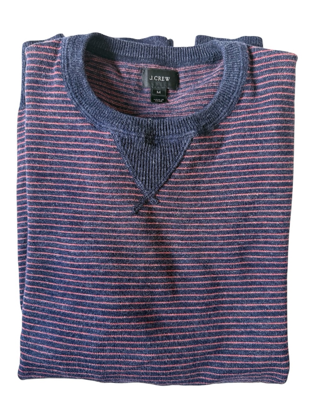 J.Crew Striped Cotton Pullover Sweater Red Blue Medium Like New